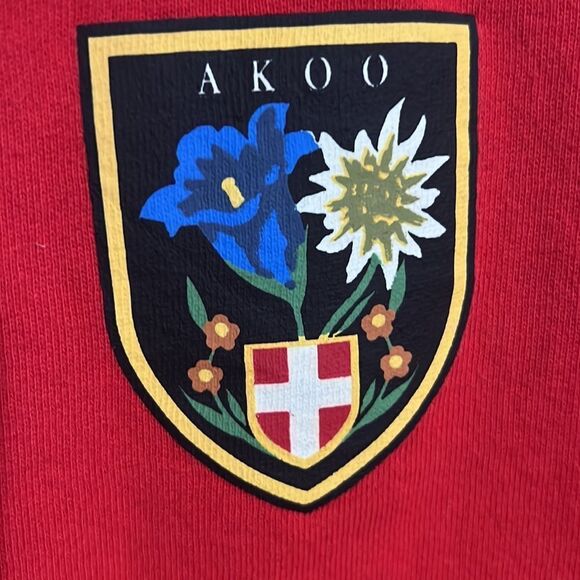 🔥🔥AKOO Brand Red Crew Neck Embroidered Sweater Crewneck Sweatshirt - Men Sz L - Picture 5 of 8